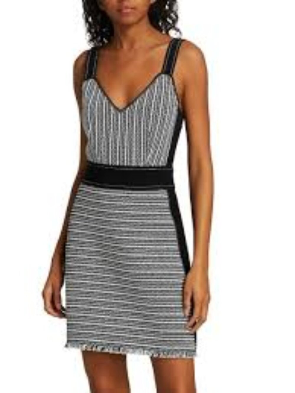 Derek Lam 10 Crosby Tweed Mini Dress Black White Contrast Panel Size 4